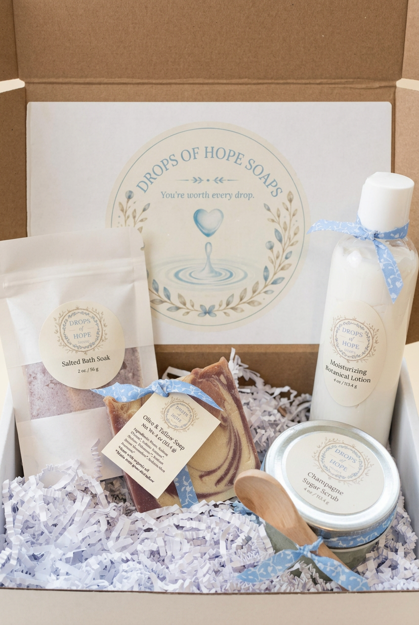 Enhanced four-product gift-box photo