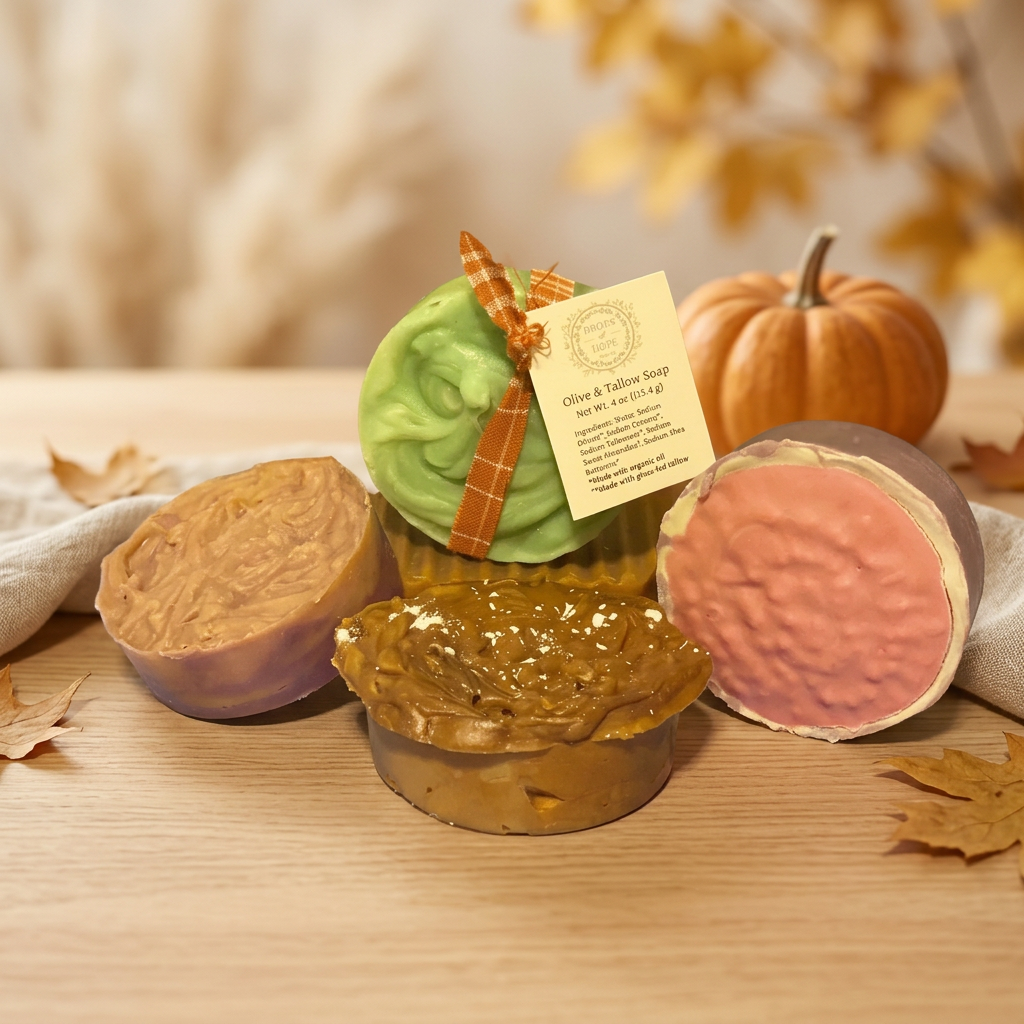 Autumn soaps in a warm fall setting