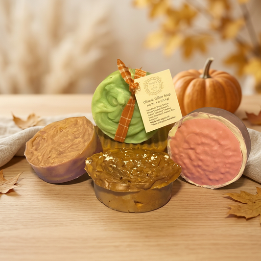 Autumn soaps in a warm fall setting